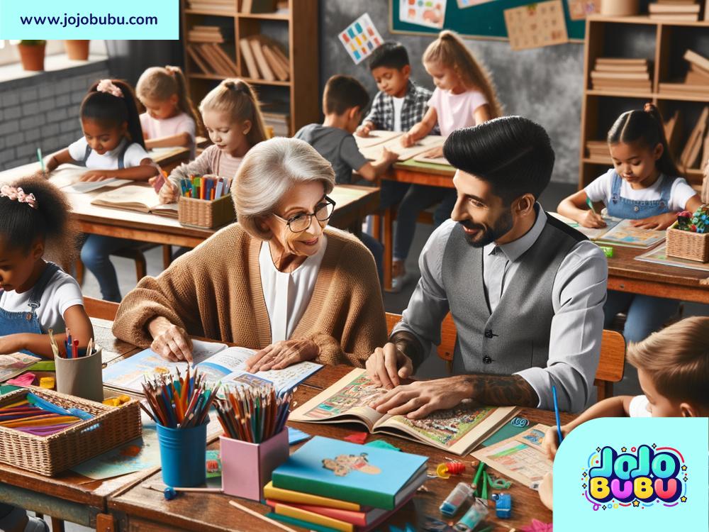 Grandparents volunteering at school